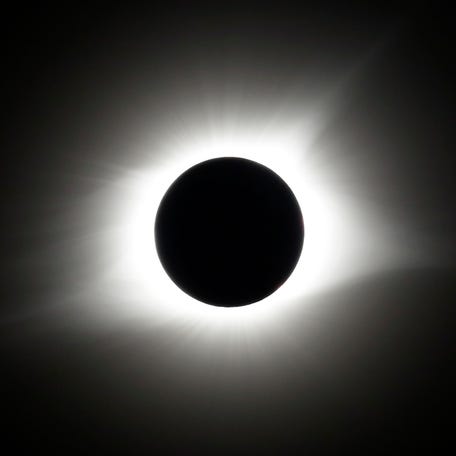 The period of total coverage during the solar eclipse is seen near Hopkinsville, Ky. Monday, Aug. 21, 2017.
