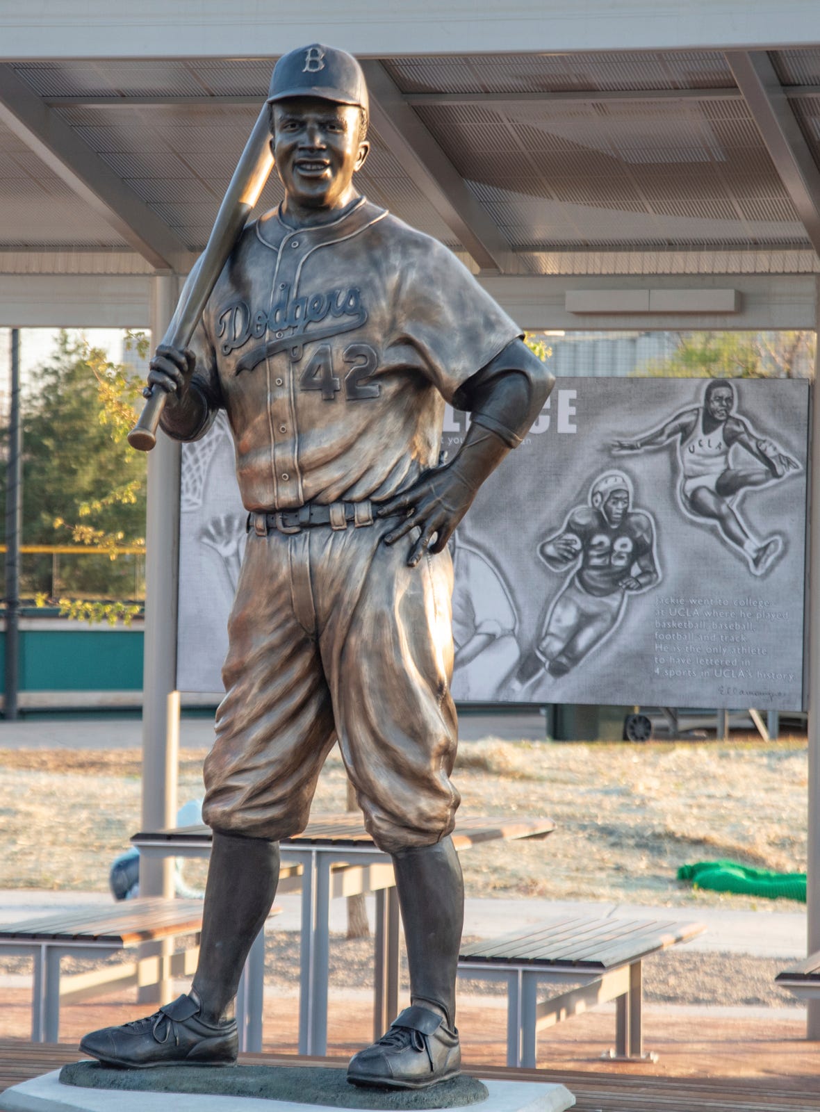 A statue of baseball legend Jackie Robinson that was stolen in Wichita, Kansas.