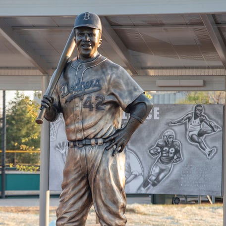 A statue of baseball legend Jackie Robinson that was stolen in Wichita, Kansas.