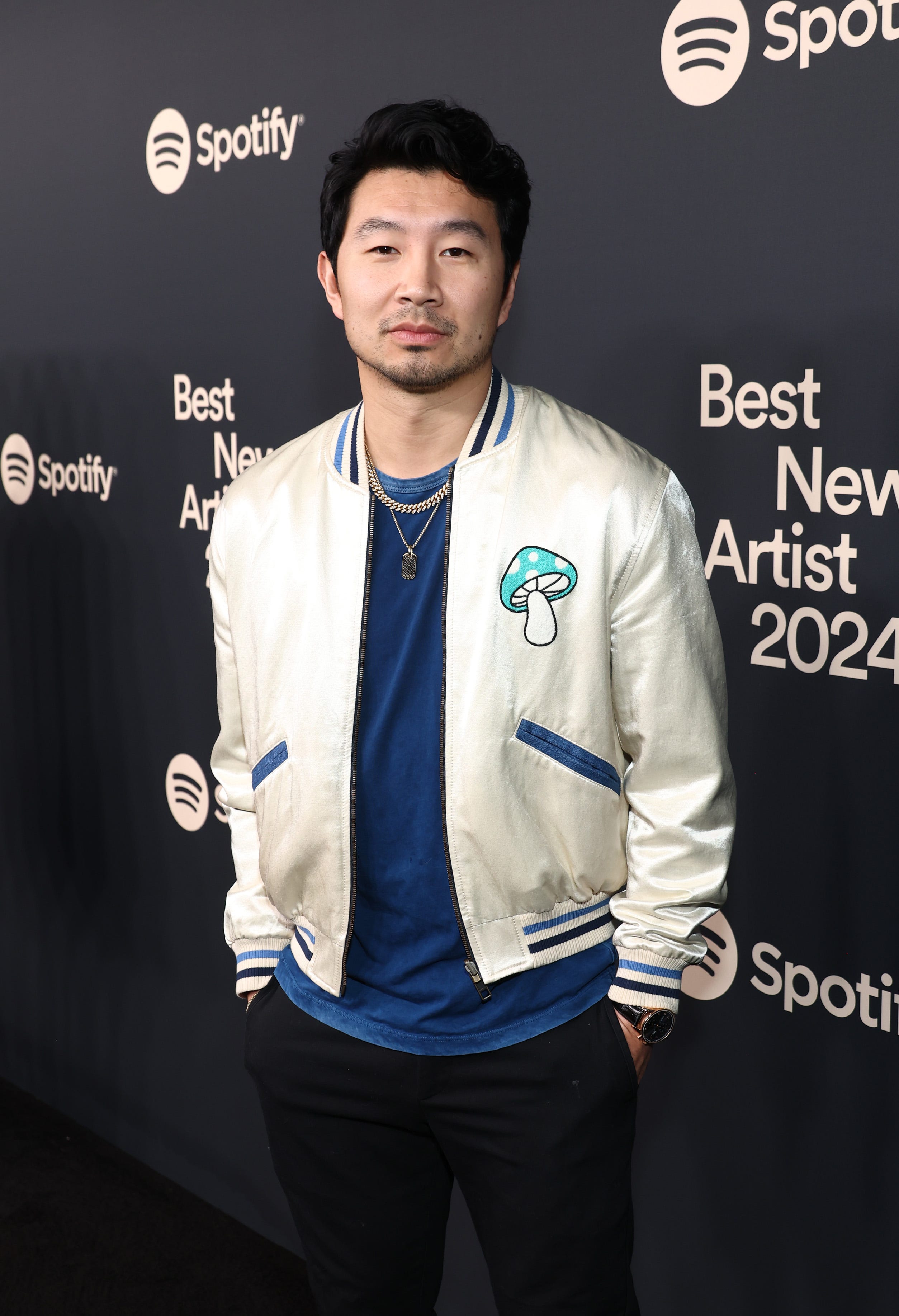 Simu Liu attends Spotify's 2024 Best New Artist Party at Paramount Studios on Feb. 1, 2024, in Los Angeles