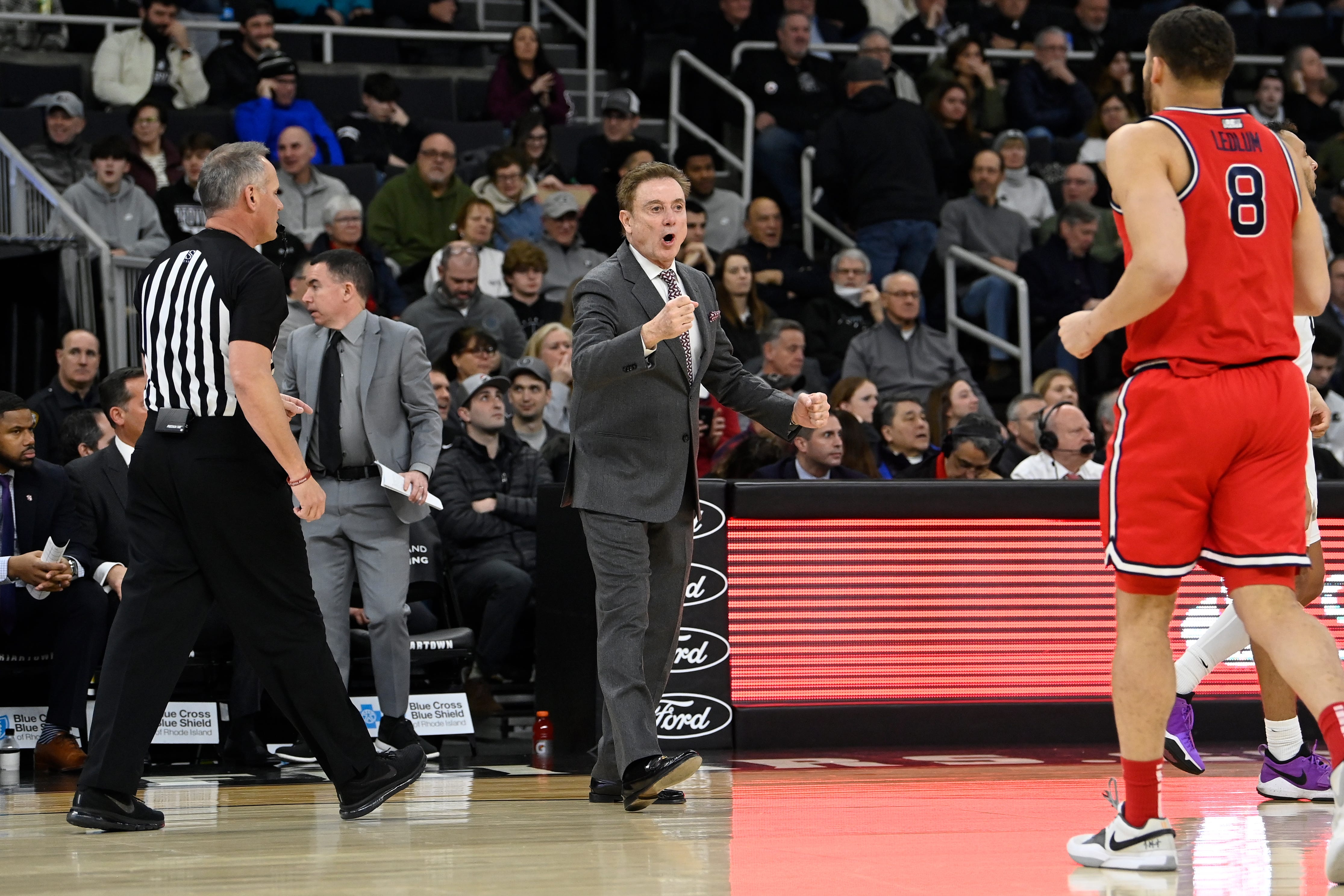 Feb 13, 2024; Providence, Rhode Island, USA; St. John's Red Storm head coach Rick Pitino works from the sideline during the first half against the Providence Friars at Amica Mutual Pavilion. Mandatory Credit: Eric Canha-USA TODAY Sports