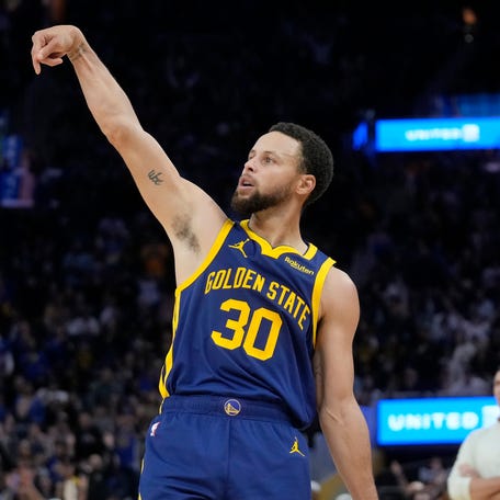 Warriors guard Stephen Curry is NBA's all-time three-point shooter.