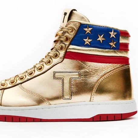 A screenshot from the website where Donald Trump is selling his $399 "Never Surrender High-Top Sneaker."