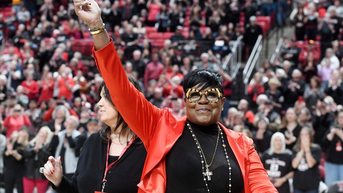 Texas Tech alumna Sheryl Swoopes attends the Alumni Weekend at the Texas Tech game against Baylor, Saturday, Jan. 28,, 2023, at United Supermarkets Arena.