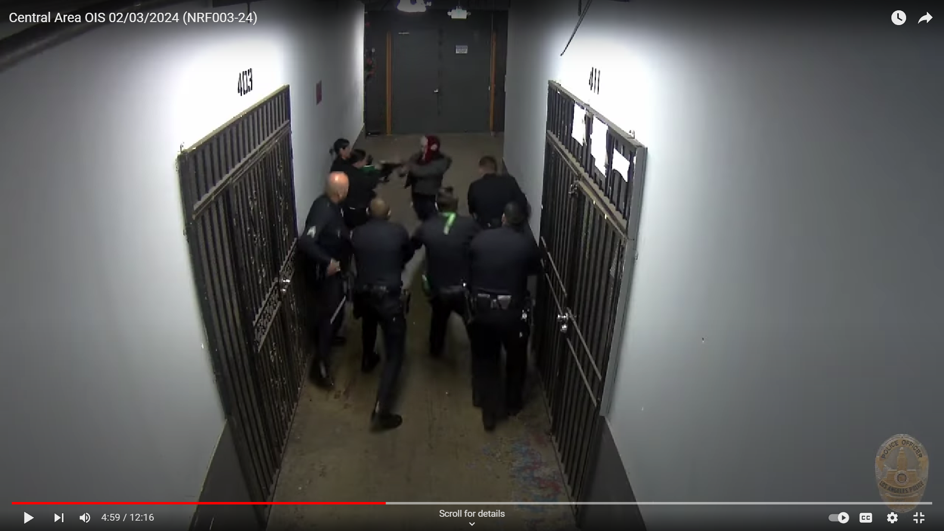A screenshot of body camera footage released by the Los Angeles Police Department showing the deadly encounter that ended with an officer fatally shooting Jason Maccani, 36, of Camarillo.