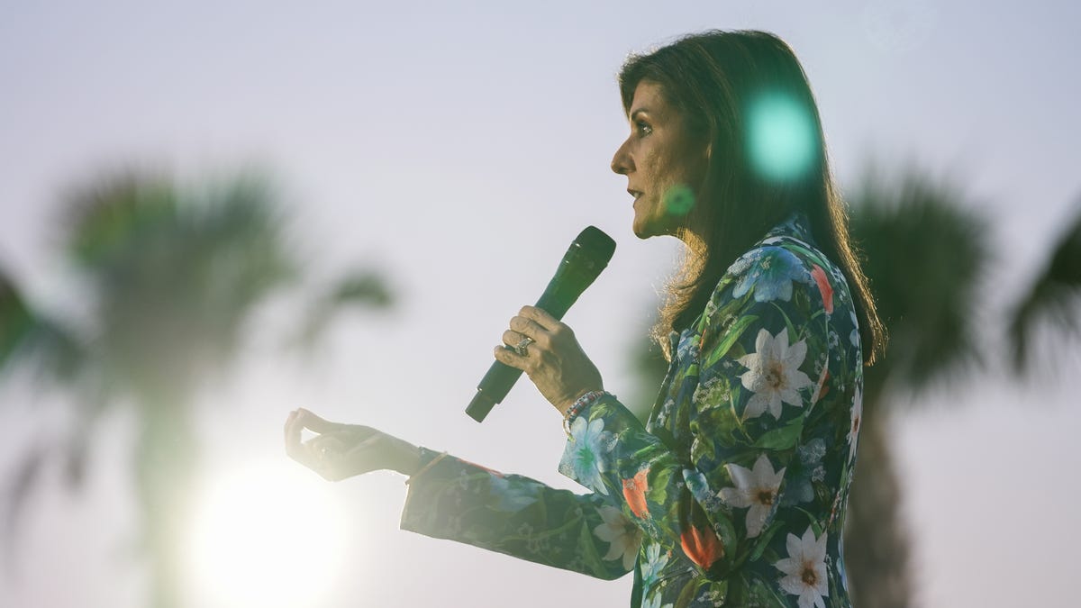 Republican presidential candidate and former UN Ambassador Nikki Haley campaigns on Feb. 21, 2024, in Beaufort, S.C.