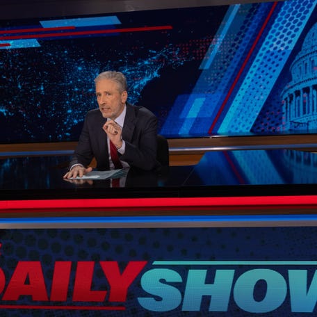 Jon Stewart on the set of Comedy Central's "The Daily Show."