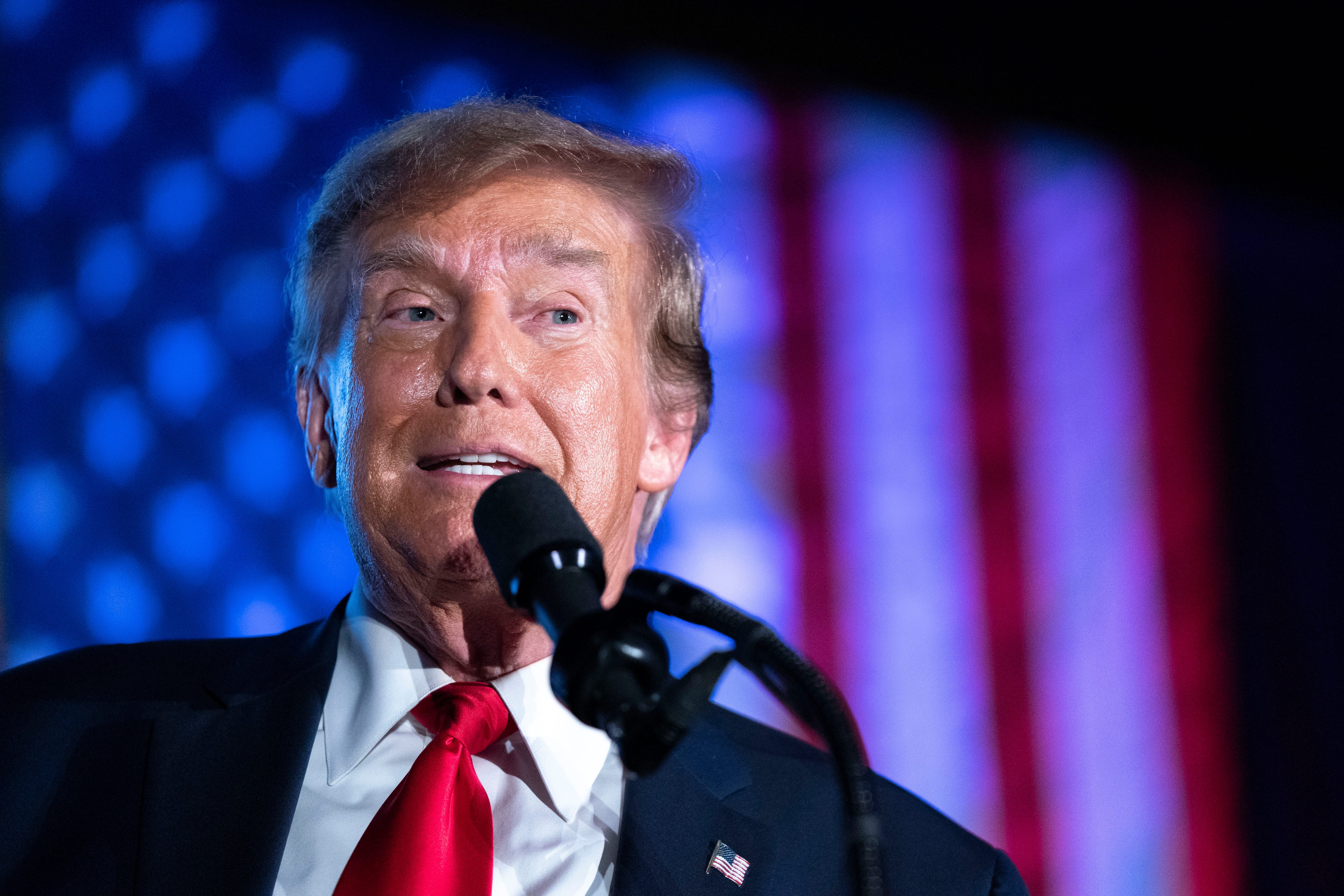 COLUMBIA, S.C. Former U.S. President Donald Trump speaks during the Black Conservative Federation Gala on February 23, 2024 in Columbia, South Carolina on Feb. 23. Trump was campaigning in South Carolina ahead of the state's Republican presidential primary on February 24.