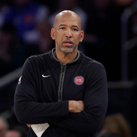 Pistons coach Monty Williams looks on against the Knicks during the first half on Monday, Feb. 26, 2024, in New York.