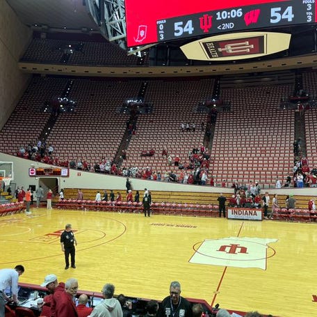 Fans were escorted out of Assembly Hall and play was suspended during the second half of Indiana basketball's game against Wisconsin on Tuesday, Feb. 27, 2024.