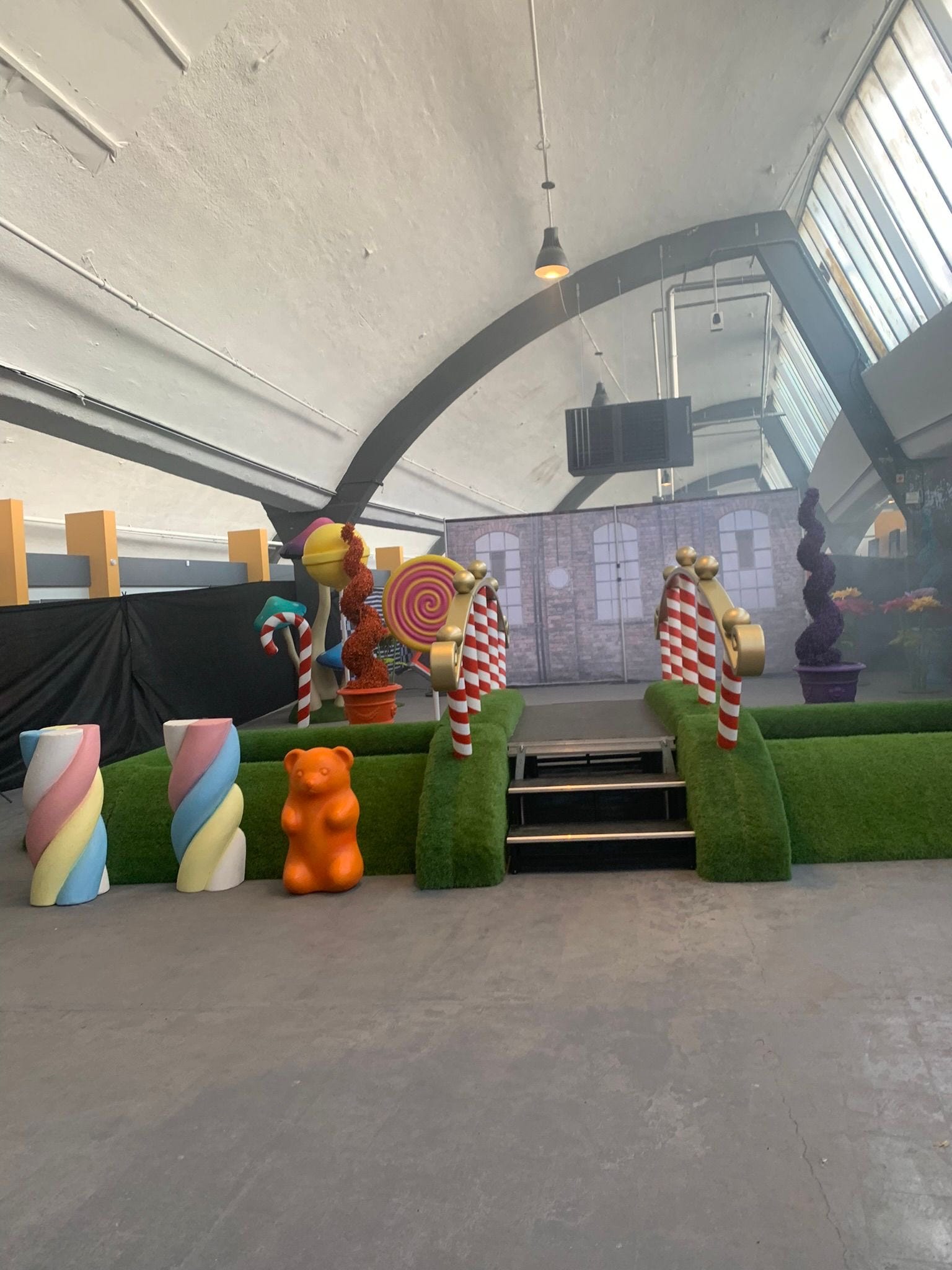 A warehouse where a Willy Wonka-inspired event in Glasgow, Scotland, was held on Saturday, Feb. 24, 2024. Parents complained about the lackluster "immersive experience" and wanted refunds for the $44 or so they spent on tickets.
