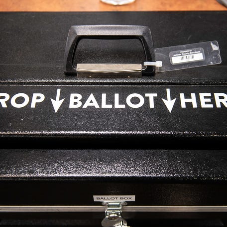 A Ballot box is seen inside the Longs Peak Student Center drop off in Fort Collins, Colo., on Tuesday, Nov. 7, 2023.
