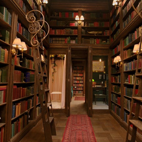 A reading area in St Paul's Cathedral's Hidden Library, which features over 22,000 books, in London, England.
