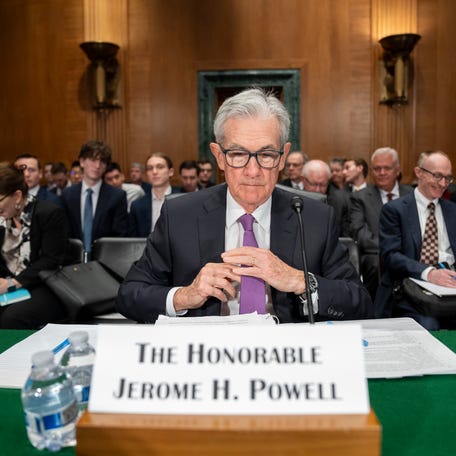 Federal Reserve Chair Jerome Powell prepares to testify to the Senate Banking Committee on the second of two days of semi-annual testimony to Congress in Washington.
