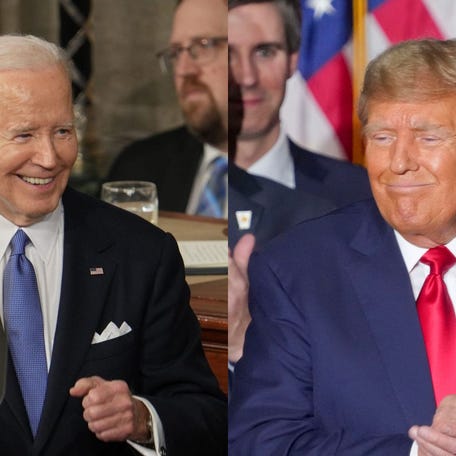 Side by side image of President Biden and former President Trump