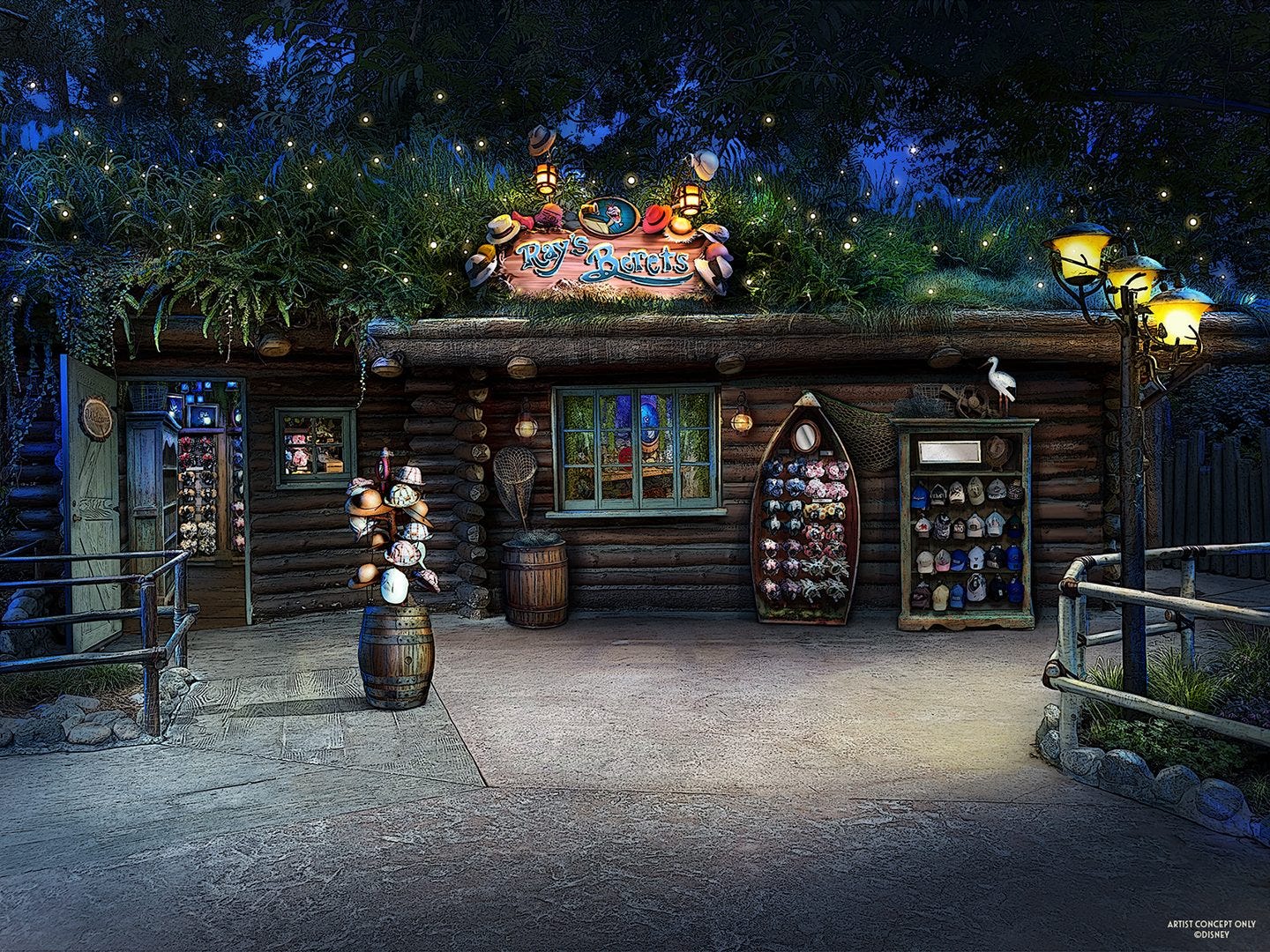 Ray's Berets (currently The Briar Patch) will be the best place for guests to shop for headwear, apparel, accessories, toys and more with firefly Raymond and his firefly kin in the coziest cabin in Critter Country at Disneyland Park in Anaheim, Calif. This reimagined merchandise location inspired by 
