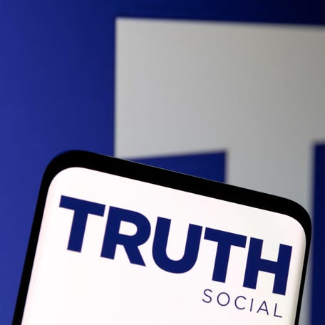 The Truth social network logo is seen displayed in this picture illustration taken February 21, 2022. REUTERS/Dado Ruvic/Illustration