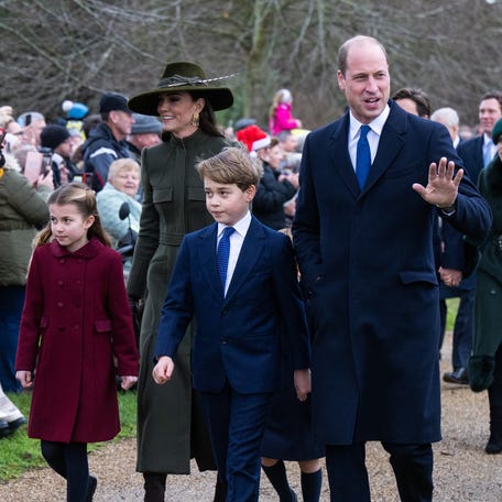 SANDRINGHAM, NORFOLK - DECEMBER 25: Princess Charlotte, Catherine, Princess of Wales, Prince George and Prince William, Prince of Wales attend the Christmas Day service at Sandringham Church on December 25, 2022 in Sandringham, Norfolk. King Charles III ascended to the throne on September 8, 2022, with his coronation set for May 6, 2023. (Photo by Samir Hussein/WireImage) ORG XMIT: 775754489 ORIG FILE ID: 1452380359