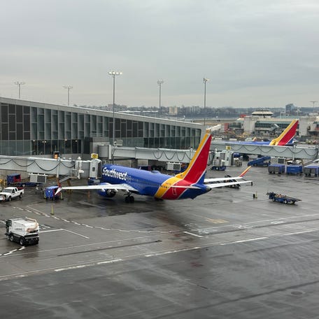 Southwest Airlines jets at LaGuardia Airport.