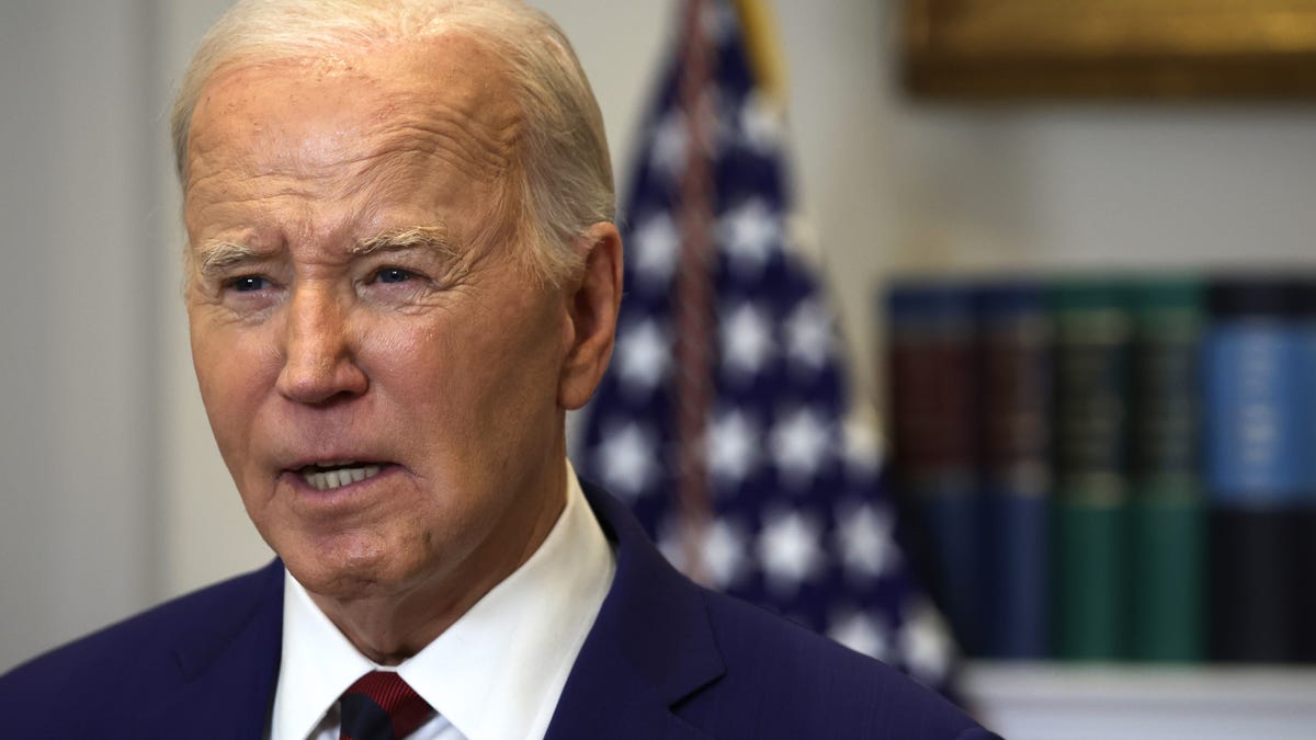 President Joe Biden delivers remarks on the collapse of Francis Scott Key Bridge in Baltimore, Maryland, in the Roosevelt Room of the White House on March 26, 2024 in Washington, DC. The bridge collapsed after its support column was hit by a container ship overnight.