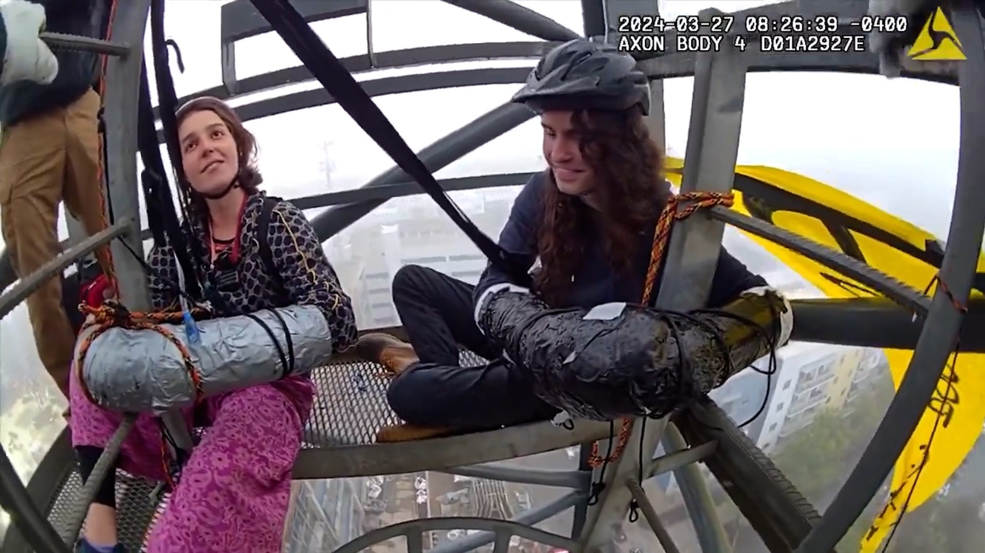 'Cop City' activists arrested after chaining themselves to top of crane