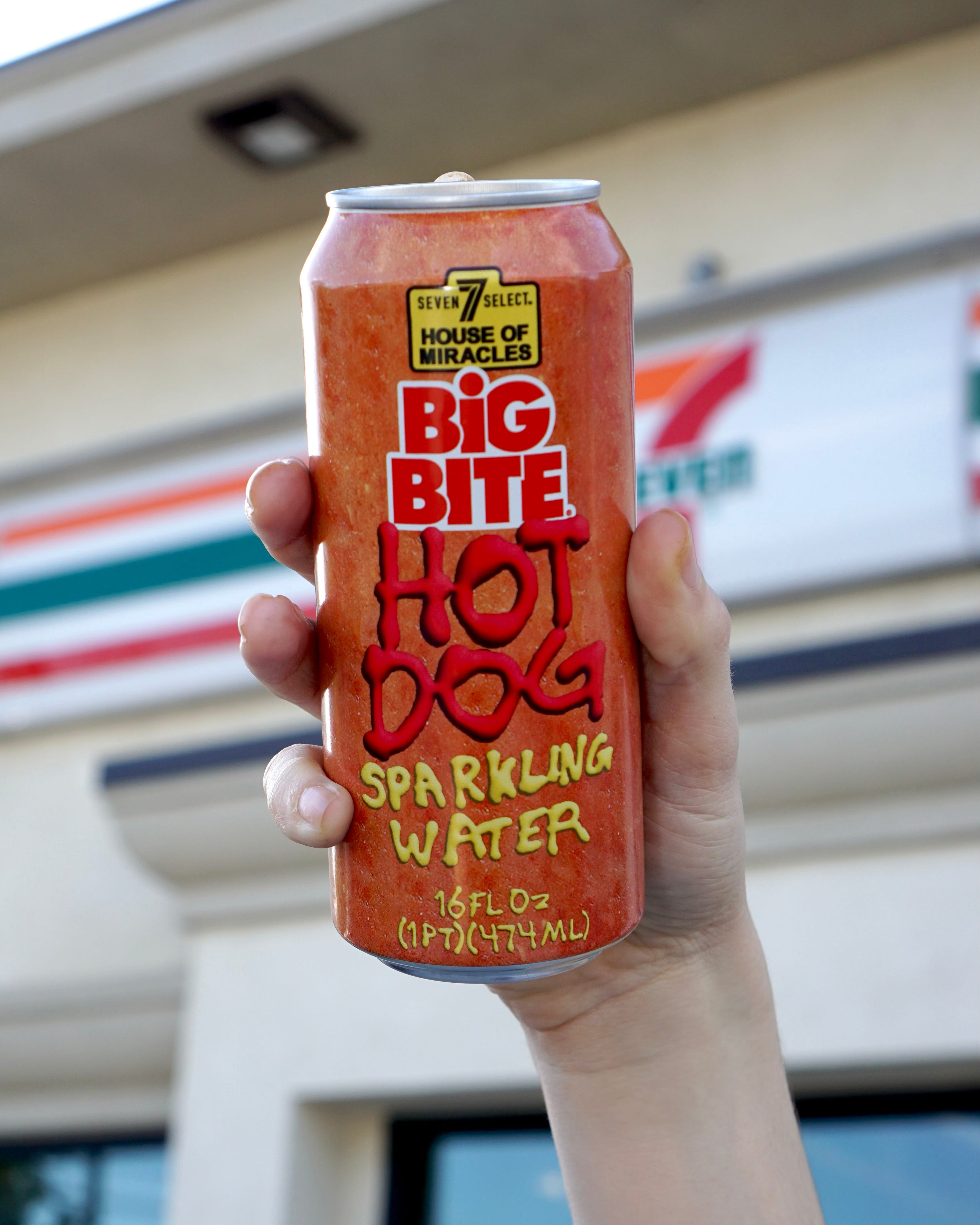 7-Eleven has teamed up with art-inspired beverage brand Miracle Seltzer to create a new lineup of sparkling water flavors including Big Bite Hot Dog.