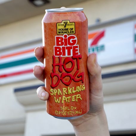 7-Eleven has teamed up with art-inspired beverage brand Miracle Seltzer to create a new lineup of sparkling water flavors including Big Bite Hot Dog.