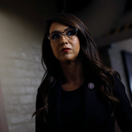 WASHINGTON, DC - OCTOBER 12: U.S. Rep. Lauren Boebert (R-CA) arrives to a House Republican caucus meeting at the U.S. Capitol on October 12, 2023 in Washington, The House Republicans continue to debate their pick for Speaker after their initial nominee, Rep. Steve Scalise (R-LA), failed to secure the number of votes needed. The full House of Representatives is expected to vote on a replacement for former Speaker Kevin McCarthy (R-CA) after he was ousted last week.   (Photo by Anna Moneymaker/Getty Images)