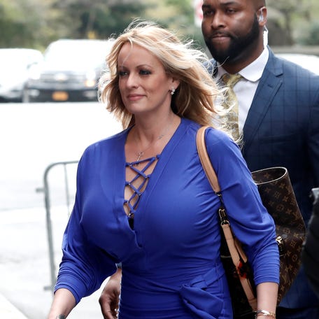 Adult-film actress Stephanie Clifford, also known as Stormy Daniels, arrives at ABC studios to appear on The View talk show in New York City, New York, on April 17, 2018.