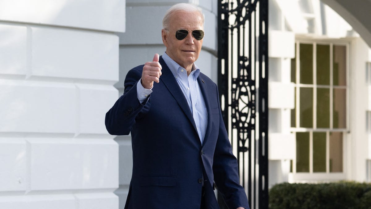 President Joe Biden walks to Marine One prior to departing from the South Lawn of the White House in Washington, DC, March 19, 2024. Biden travels to Nevada, Arizona and Texas on a three-day campaign trip.