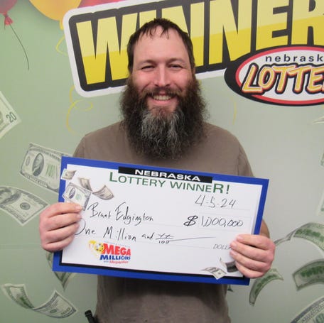Brent Edgington, of Fremont, Nebraska won $1 million on a Mega Millions lottery ticket in April 2024.