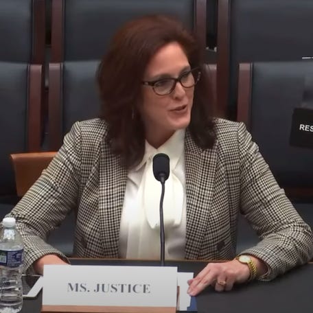 Moms for Liberty co-founder Tiffany Justice testified in the House of Representatives in March 2023 about Department of Justice's investigations of public school parents.