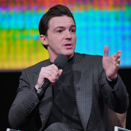Drake Bell speaks onstage during the "Quiet On Set: The Dark Side of Kids TV" For Your Consideration event at Saban Media Center on April 9, 2024 in North Hollywood, California.