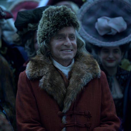 Michael Douglas stars as Founding Father Benjamin Franklin in the series "Franklin." Yes, Franklin actually wore an attention-grabbing marten fur hat during his stay in France that is depicted in the AppleTV+ series.