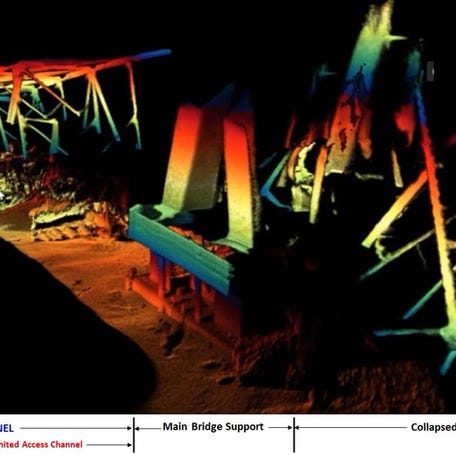 The US Navy's Naval Sea Systems Command captured new sonar images of the Francis Scott Key Bridge wreckage after its collapse in Baltimore's Patapsco River.