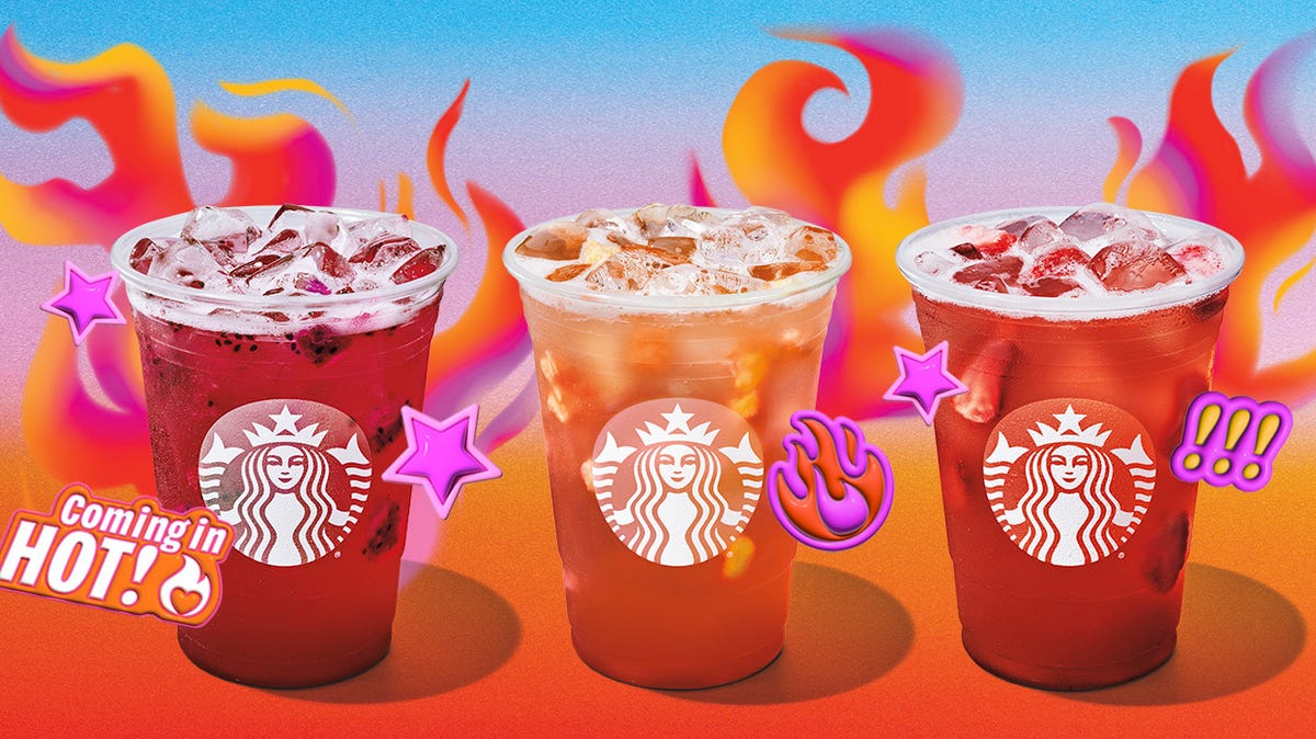 Starbucks launches new Spicy Lemonade Refreshers beverages. Pictured: Spicy Dragonfruit, Spicy Pineapple and Spicy Strawberry