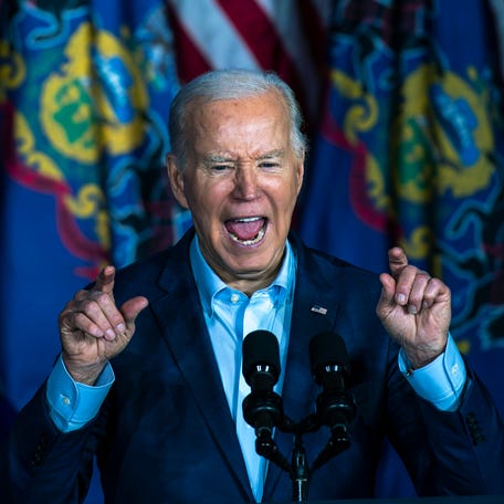 President Joe Biden speaks to attendees during a campaign event for re-election on April 16, 2024 in Scranton, Pennsylvania. President Biden, who grew up in Scranton, will be in Pennsylvania for three straight days of election campaigning.