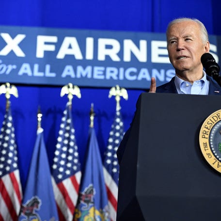 President Joe Biden speaks during a campaign event at the Scranton Cultural Center at the Masonic Temple in Scranton, Pennsylvania, on April 16, 2024.