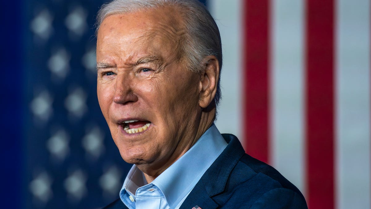 President Joe Biden gives his remarks during a campaign event for re-election on April 16, 2024 in Scranton, Pennsylvania. President Biden, who grew up in Scranton, will be in Pennsylvania for three straight days of election campaigning.