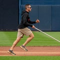 Between a snowstorm and a marathon, this WooSox grounds crew member has been busy on his feet
