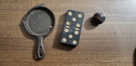 Toys dating back to the early 1900s found in a Michigan home in 2024. The mini cast iron is real.