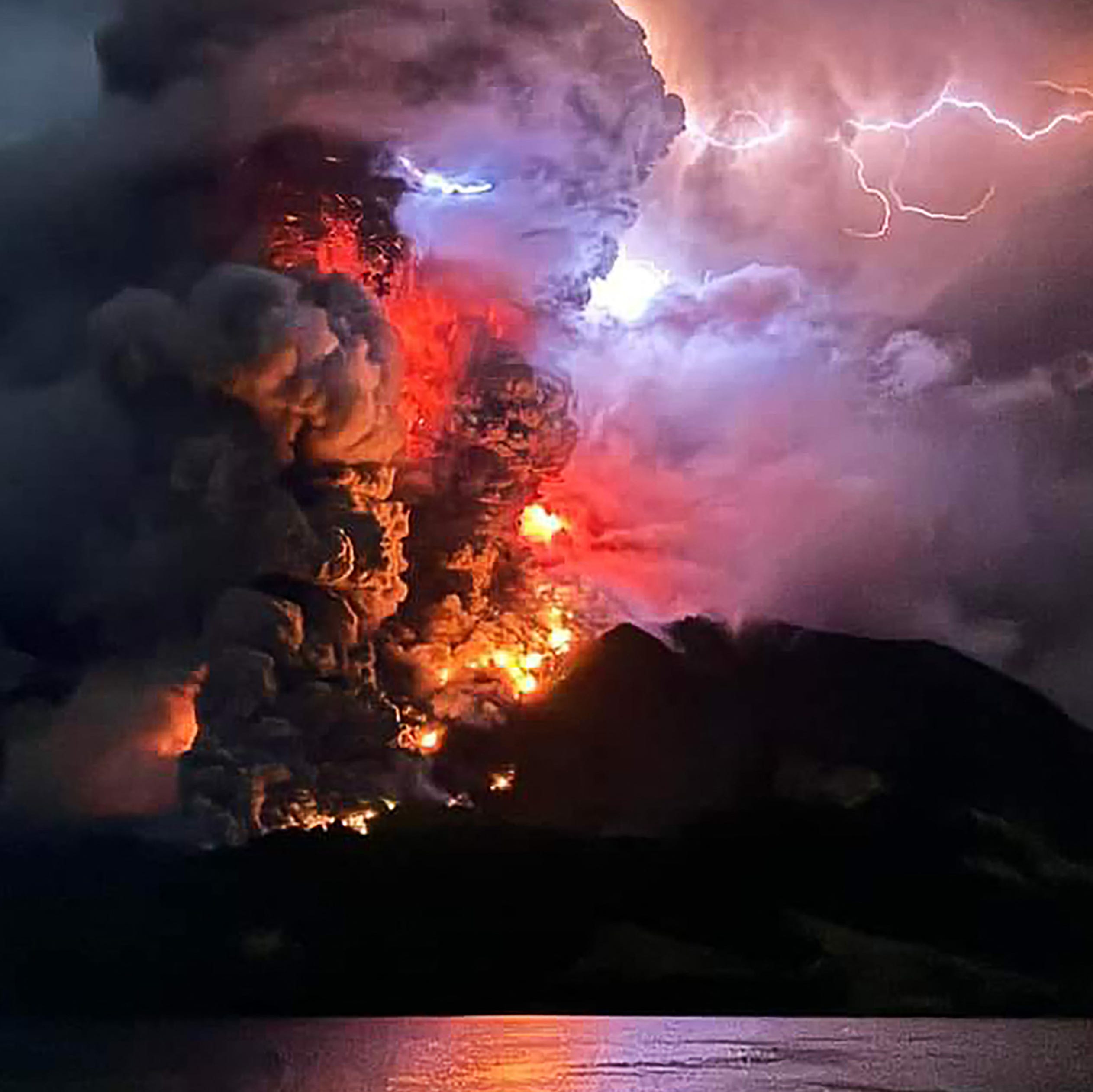 volcano lightning Indonesia's Mount Ruang volcano erupts during lightning storm