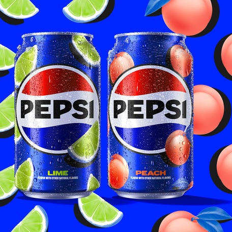 Pepsi is releasing two limited-edition flavors this summer: Pepsi Lime and Pepsi Peach.