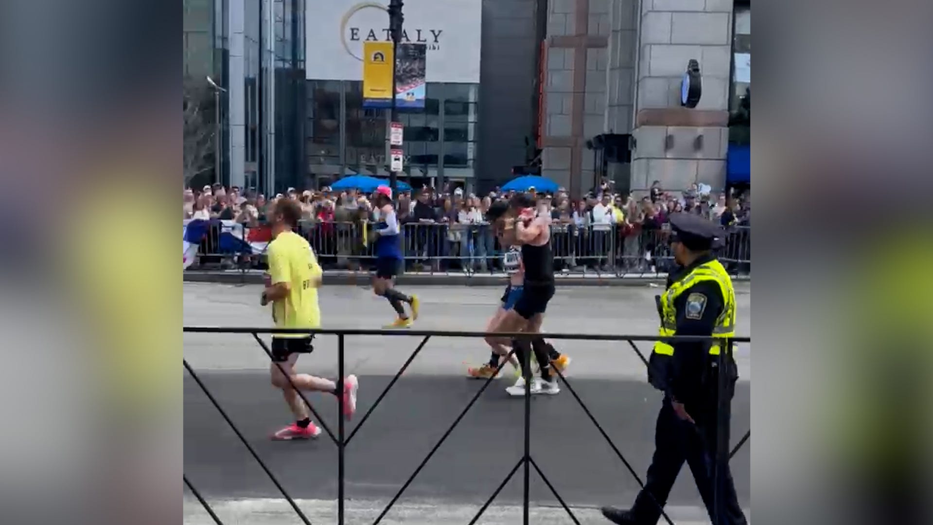 Watch the Boston Marathon unite runners as they help injured peers to finish the race