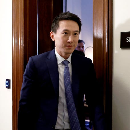 Shou Zi Chew, CEO of TikTok, departs from the office of Sen. John Fetterman (D-PA) at the Russell Senate Office Building on March 14, 2024 in Washington, DC.