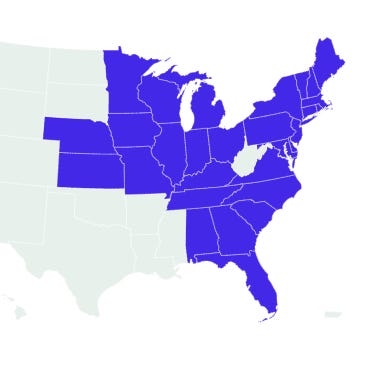 Map sowing states where recalled basil was sold.