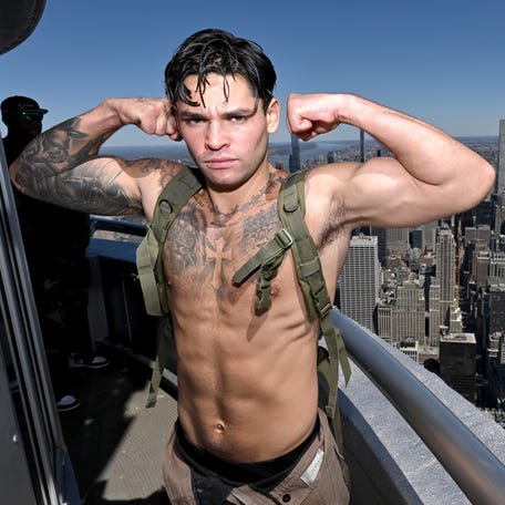 Ryan Garcia visited the Empire State Building on April 16 ahead of his fight with Devin Haney, Saturday night in Brooklyn.