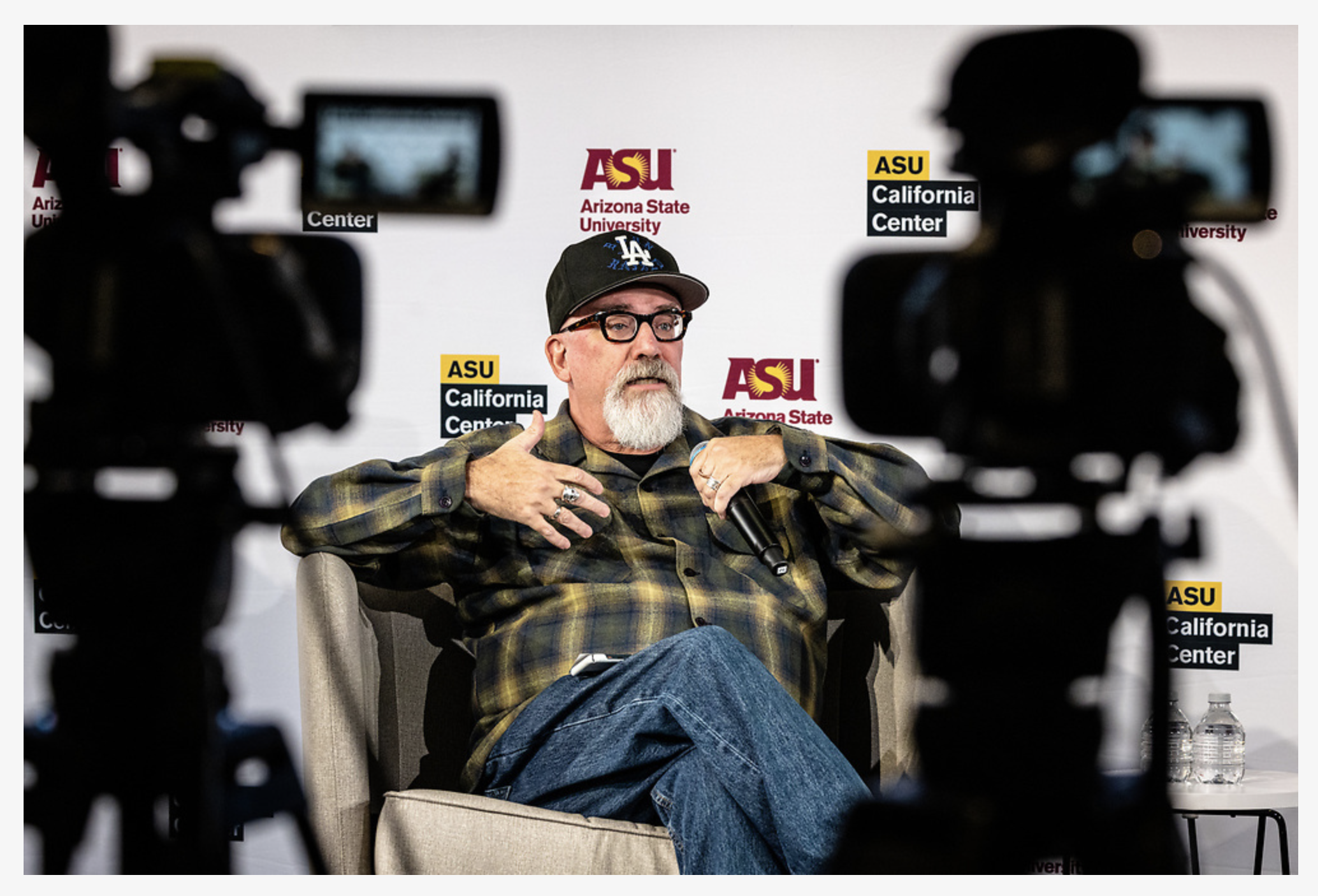 Peter Murrieta speaks at the opening event for The Sidney Poitier New American Film School at ASU California Center in LA in October 2022.