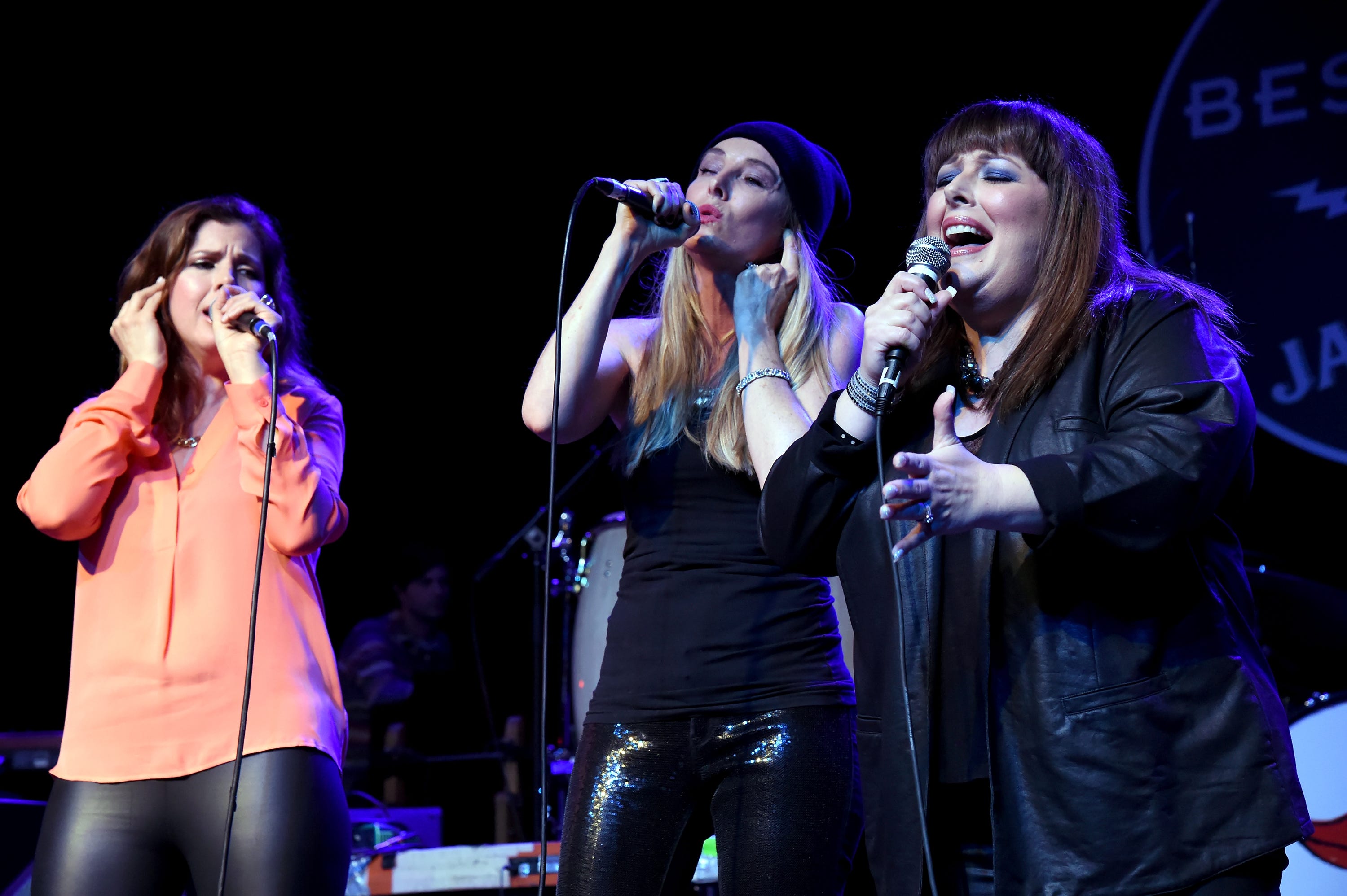 Wendy Wilson, Chynna Phillips and Carnie Wilson of Wilson Phillips performs on stage at Brian Fest: A Night To Celebrate The Music Of Brian Wilson at The Fonda Theatre on March 30, 2015 in Los Angeles, California.