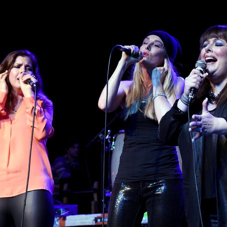 Wendy Wilson, Chynna Phillips and Carnie Wilson of Wilson Phillips performs on stage at Brian Fest: A Night To Celebrate The Music Of Brian Wilson at The Fonda Theatre on March 30, 2015 in Los Angeles, California.